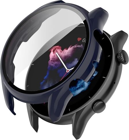 متوافق مع حافظة Amazfit GTR 3 Pro/GTR 3، غطاء حافظة واقي شاشة نحيف من البولي كربونات [إطار معدني مطلي] [تغطية كاملة ثلاثية الأبعاد] مع واقي شاشة من الزجاج المقسى لساعة GTR 3 Pro/GTR 3 (5 عبوات) in Kuwait