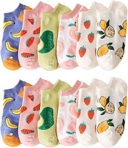 Quaaou Womens Ankle Low Cut Casual Socks Soft Cozy Multiple Color Cotton Patterned Socks, Size 5-9, 10/12 Pairs in Saudi Arabia