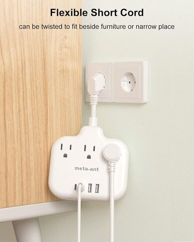 محول قابس السفر الأوروبي، محول قابس من الولايات المتحدة إلى أوروبا مع 3 منافذ و4 USB (2 USB-C)، سلك طاقة أوروبي بطول 5 أقدام، شريط طاقة دولي، النوع C لأوروبا والاتحاد الأوروبي وألمانيا وفرنسا، سفر، أبيض in Saudi Arabia