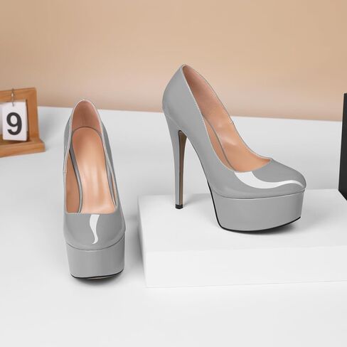 Eldof Womens High Heel Platform Pumps Round Toe Sky High Stilettoes 6" Party Dress Platform in Saudi Arabia