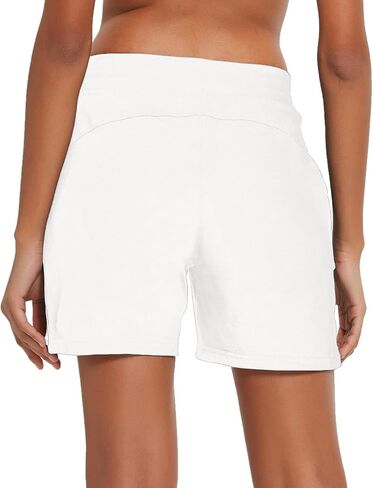 BALEAF Women's Cotton Yoga Shorts Sweat Athletic Lounge Beach Shorts Jersey Pull On with Drawstring Pockets Summer Black Size XL in Saudi Arabia