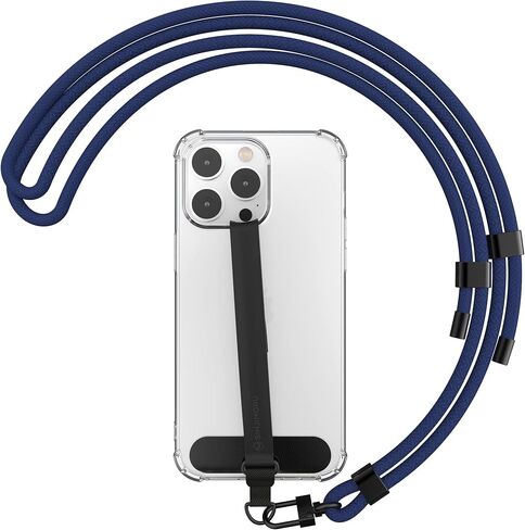 Sinjimoru 2 in 1 Combo Phone Loop Band Strap with Lanyard, Soft Silicone for iPhone Grip Strap Walking Adjustable Crossbody Neck Cell Phone Holder for All Smartphones. Sinjiloop Lanyard Black in Kuwait