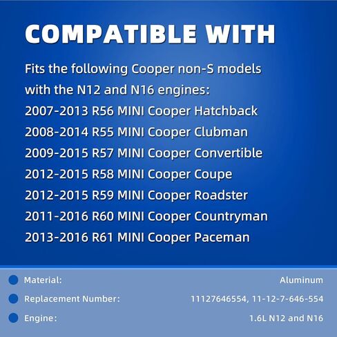 MITZONE Cylinder Head Valve Cover Compatible for 2007-2015 Mini Cooper Base R55-R61 non-S N16/N12 1.6L Replace # 11127646554 in Saudi Arabia