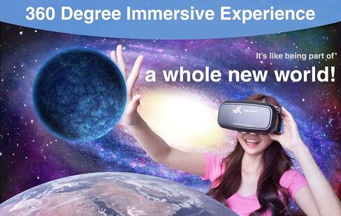 [محدث وثابت] نظام ألعاب سماعات الرأس VR - نظارات الواقع الافتراضي ثلاثية الأبعاد عالية الوضوح للأطفال والكبار - عدسة بصرية، حزام قابل للتعديل - متوافق مع iPhone وAndroid (3.5 بوصة إلى 6.5 بوصة) in Saudi Arabia