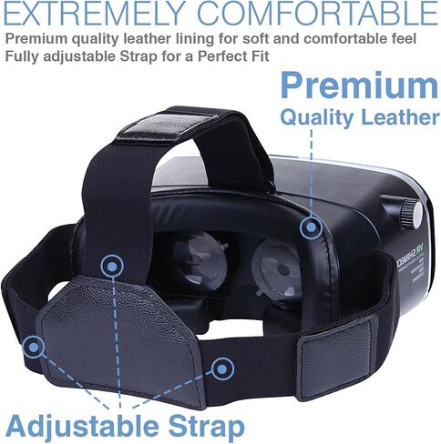 [محدث وثابت] نظام ألعاب سماعات الرأس VR - نظارات الواقع الافتراضي ثلاثية الأبعاد عالية الوضوح للأطفال والكبار - عدسة بصرية، حزام قابل للتعديل - متوافق مع iPhone وAndroid (3.5 بوصة إلى 6.5 بوصة) in Saudi Arabia