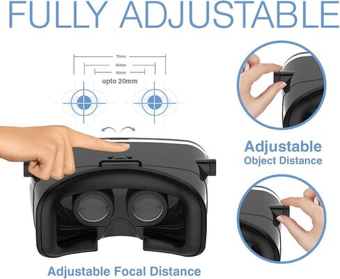 [محدث وثابت] نظام ألعاب سماعات الرأس VR - نظارات الواقع الافتراضي ثلاثية الأبعاد عالية الوضوح للأطفال والكبار - عدسة بصرية، حزام قابل للتعديل - متوافق مع iPhone وAndroid (3.5 بوصة إلى 6.5 بوصة) in Saudi Arabia