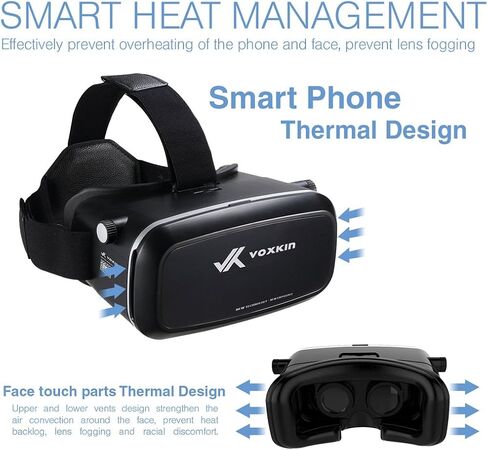 [محدث وثابت] نظام ألعاب سماعات الرأس VR - نظارات الواقع الافتراضي ثلاثية الأبعاد عالية الوضوح للأطفال والكبار - عدسة بصرية، حزام قابل للتعديل - متوافق مع iPhone وAndroid (3.5 بوصة إلى 6.5 بوصة) in Saudi Arabia