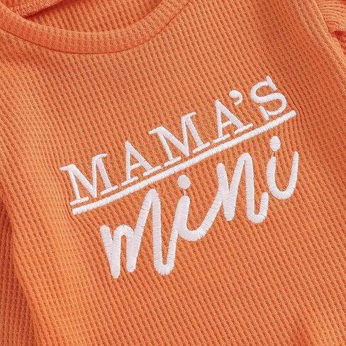 aporake Toddler Baby Girl Fall Winter Clothes Waffle Ruffle Letter Printed Sweatshirt Pullover Tops Pants Sets Knit Outfits in Saudi Arabia