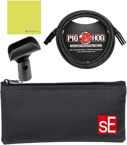 Liquid Audio sE Electronics V7 MC1 Capsule for Shure Wireless, Black Bundle with Pig Hog PHM10 8mm Mic Cable Polishing Cloth in Saudi Arabia