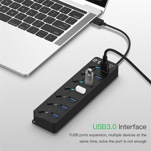 محور axGear 7 منافذ USB 3.0 بسرعة 5 جيجابت في الثانية مع 7 مفاتيح فردية ومؤشر LED in Kuwait