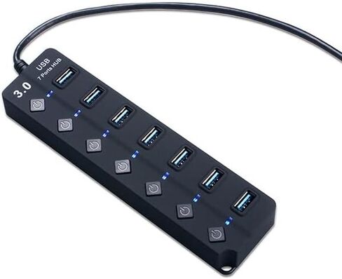 محور axGear 7 منافذ USB 3.0 بسرعة 5 جيجابت في الثانية مع 7 مفاتيح فردية ومؤشر LED in Kuwait