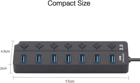 محور axGear 7 منافذ USB 3.0 بسرعة 5 جيجابت في الثانية مع 7 مفاتيح فردية ومؤشر LED in Kuwait