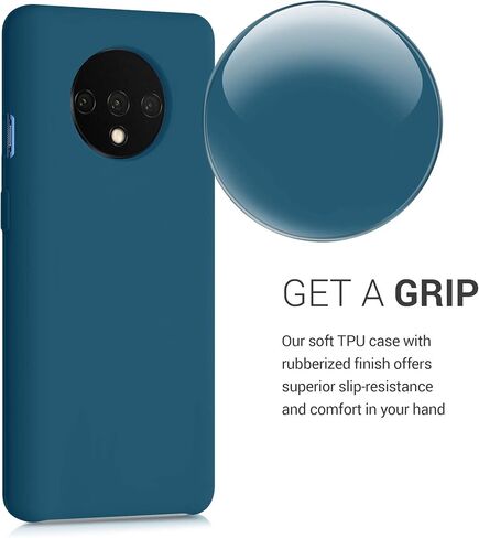 حافظة kwmobile متوافقة مع حافظة OnePlus 7T - غطاء هاتف من السيليكون TPU مع لمسة نهائية ناعمة - أزرق مخضر غير لامع in Saudi Arabia