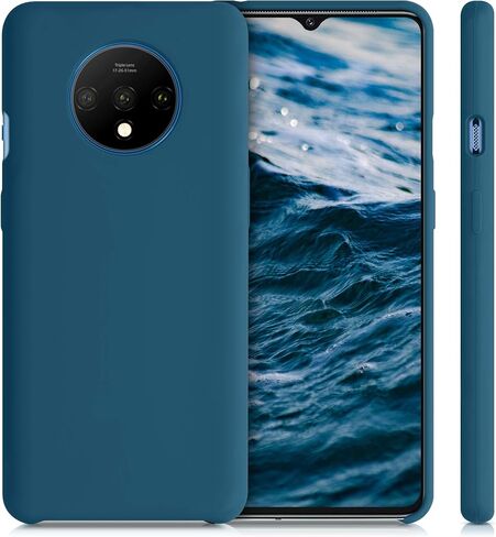 حافظة kwmobile متوافقة مع حافظة OnePlus 7T - غطاء هاتف من السيليكون TPU مع لمسة نهائية ناعمة - أزرق مخضر غير لامع in Saudi Arabia