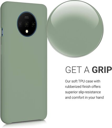 kwmobile Case Compatible with OnePlus 7T Case - TPU Silicone Phone Cover with Soft Finish - Gray Green in Saudi Arabia