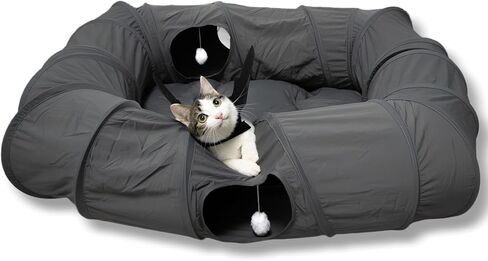 XxingSheep 4 Ways Shuttled XL Cat Tunnel Bed for Indoor Cats Peekaboo Cat Cave Donut with Cool Mat in Saudi Arabia