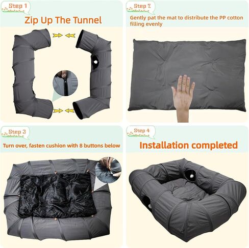 XxingSheep 4 Ways Shuttled XL Cat Tunnel Bed for Indoor Cats Peekaboo Cat Cave Donut with Cool Mat in Saudi Arabia