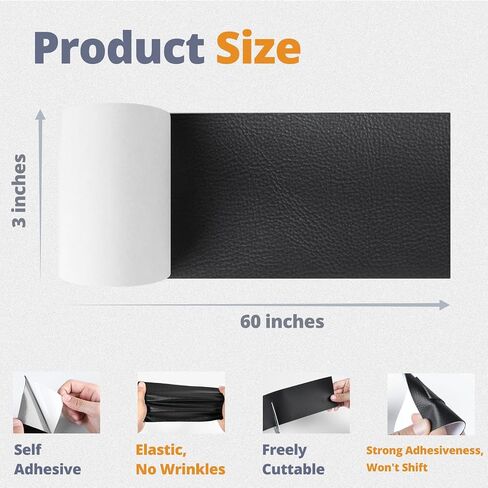 HTVRONT Self Adhesive Leather Repair Patch 3 Pcs, 8 x 11 Inch Black Leather Repair Patch, Leather Repair Tape for Furniture, Couch, Car Seat, Office Chair in Saudi Arabia