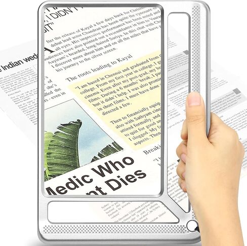 5X Full Page Magnifying Glass for Reading, Lightweight Rectangular Magnifier Provides Large Book Page Viewing Area, Upgraded Handheld Magnifier for Reading Small Prints for Seniors, Low Vision in Saudi Arabia