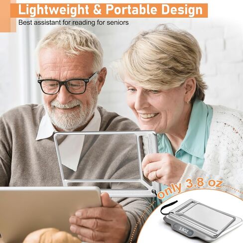 5X Full Page Magnifying Glass for Reading, Lightweight Rectangular Magnifier Provides Large Book Page Viewing Area, Upgraded Handheld Magnifier for Reading Small Prints for Seniors, Low Vision in Saudi Arabia