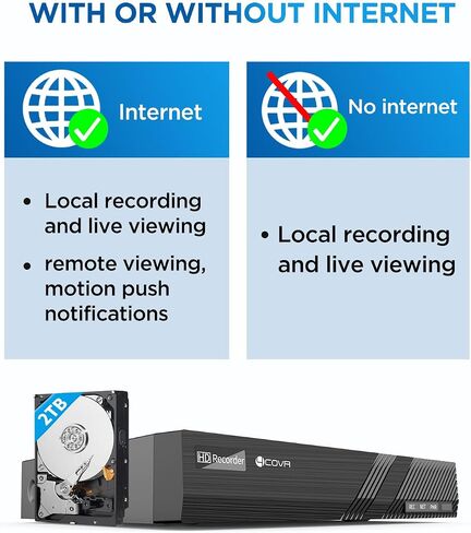 PoE Security Camera System 4K, 2 Way Audio Talk & Dual Lights Smart Color Night Vision, Person Vehicle Detection, 4X 8MP Dome IP Camera IP67, 8CH 8MP NVR 2TB HDD, 24/7 Home Video, LY97KA8M0804 in Saudi Arabia