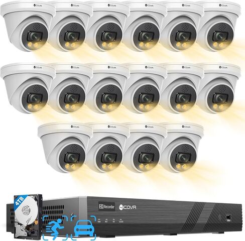 4COVR 4K PoE Security Camera System 16 Channel with 4TB HDD, LY97KA8M1612 | 2-Way Talk & Color Night Vision, AI Smart Detection, NVR Surveillance for Business, 12X 8MP Commercial Dome IP Camera IP67 in Saudi Arabia