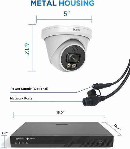 4COVR 4K PoE Security Camera System 16 Channel with 4TB HDD, LY97KA8M1612 | 2-Way Talk & Color Night Vision, AI Smart Detection, NVR Surveillance for Business, 12X 8MP Commercial Dome IP Camera IP67 in Saudi Arabia