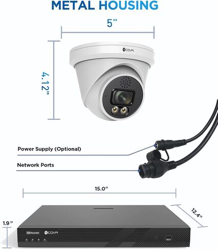PoE Security Camera System 4K, 2 Way Audio Talk & Dual Lights Smart Color Night Vision, Person Vehicle Detection, 4X 8MP Dome IP Camera IP67, 8CH 8MP NVR 2TB HDD, 24/7 Home Video, LY97KA8M0804 in Saudi Arabia
