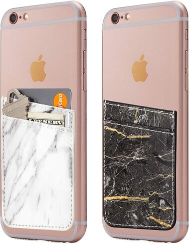 (اثنين) حامل للهاتف الخلوي على المحفظة وجيب الهاتف لهواتف iPhone وAndroid وجميع الهواتف الذكية. (أبيض وأسود) in Kuwait