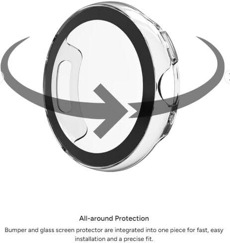 ZAGG Glass Elite 360 Samsung Galaxy Watch Ultra Screen Protector - Integrated Bumper & 5X Stronger Glass Screen Protector, Smooth & Smudge-Free, Easy Installation in Saudi Arabia