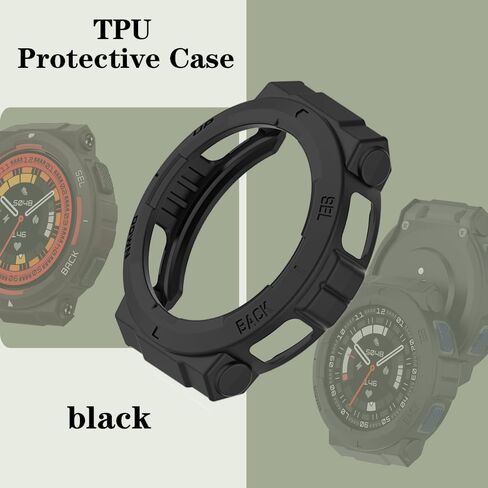 واقي شاشة ساعة HUADU (3+1 حزمة) متوافق مع Amazfit Active Edge، طبقة من الزجاج المقسى مضادة للخدش، تغطية كاملة عالية الوضوح وحافظة واقية ناعمة من مادة TPU، أسود in Kuwait