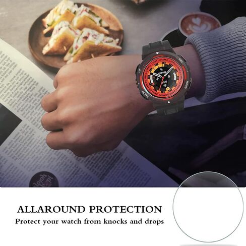 واقي شاشة ساعة HUADU (3+1 حزمة) متوافق مع Amazfit Active Edge، طبقة من الزجاج المقسى مضادة للخدش، تغطية كاملة عالية الوضوح وحافظة واقية ناعمة من مادة TPU، أسود in Kuwait