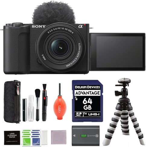 كاميرا Sony ZV-E10 II بدون مرآة مع عدسة 16-50 مم (أبيض) مع بطارية FZ-100 إضافية وبطاقة ذاكرة SDXC سعة 64 جيجابايت وملحقات إضافية | zve10 ثانيا in Saudi Arabia