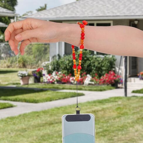 Beaded Phone Wrist Strap, Crystal Cherry Phone Charm Strap Lanyard with Red Love Beaded Cell Phone Wrist String for Women Girls Universal Phone Case Accessory in Saudi Arabia
