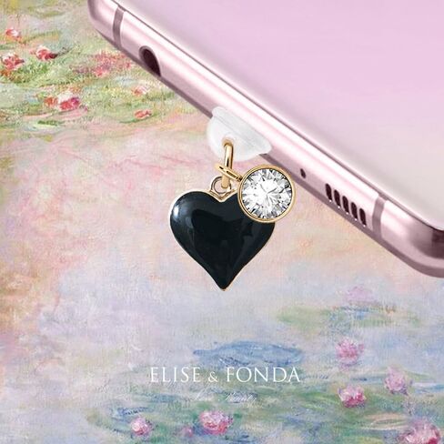 ELISE & FONDA TP395 Type-C منفذ شحن USB مضاد للغبار، قابس الحب على شكل قلب للهاتف الخلوي لهواتف iPhone 15 /Samsung/OnePlus/Xiaomi/oppo Android (أسود) in Saudi Arabia