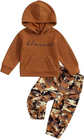 Toddler Baby Girls Boy Clothes Letter Printed 12 18M 2 3 4 5T Outfits Fall Winter Sweater Long Sleeve Hoodie Pants in Kuwait