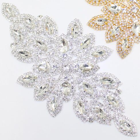 1 قطعة AB كريستال حجر الراين زين لحام الزجاج زهرة التصحيح DIY بها بنفسك خياطة على فستان الزفاف فستان حزام الملحقات. (YH Z001-الذهب) in Kuwait