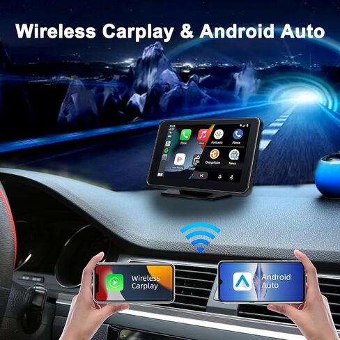 شاشة بليمبتون 2024 المحمولة Apple Carplay/Android للسيارة، شاشة لمس IPS 7 بوصة تعمل باللمس، مشغل وسائط متعددة للسيارة مع التحكم الصوتي، BT، FM، وصلة مرآة لجميع المركبات in Kuwait