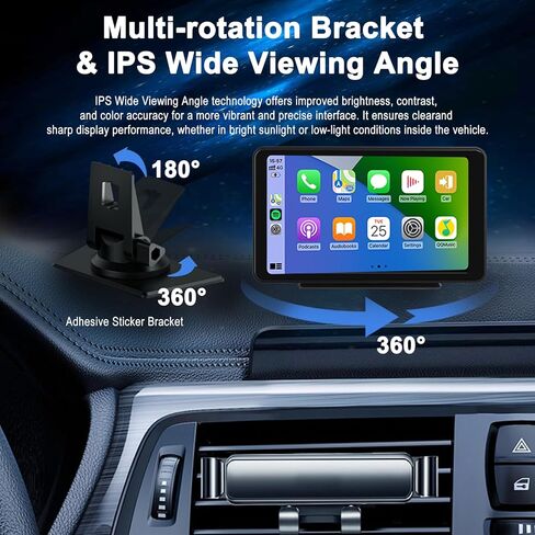 شاشة بليمبتون 2024 المحمولة Apple Carplay/Android للسيارة، شاشة لمس IPS 7 بوصة تعمل باللمس، مشغل وسائط متعددة للسيارة مع التحكم الصوتي، BT، FM، وصلة مرآة لجميع المركبات in Kuwait