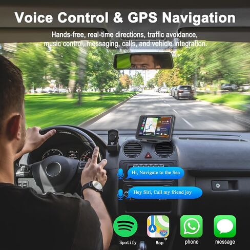 شاشة بليمبتون 2024 المحمولة Apple Carplay/Android للسيارة، شاشة لمس IPS 7 بوصة تعمل باللمس، مشغل وسائط متعددة للسيارة مع التحكم الصوتي، BT، FM، وصلة مرآة لجميع المركبات in Kuwait