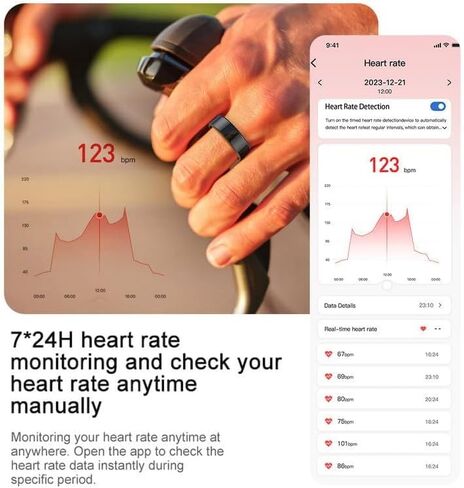 حلقة ذكية للرجال، حلقة صحية لمراقبة معدل ضربات القلب، مراقبة النوم، حلقات تعقب اللياقة البدنية الذكية للنساء، التحكم بالإيماءات، عداد الخطوات، عداد الخطى، مقاوم للماء، متوافق مع هواتف iOS Android in Kuwait