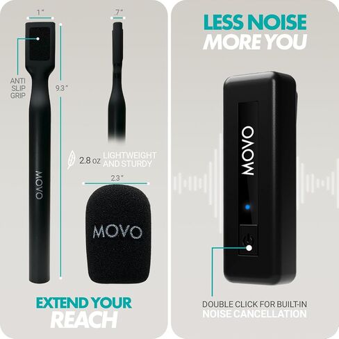Movo Wireless Mini DI Duo Dual Ultra Compact Wireless Lavalier Microphones for iPhone with Handheld Adapter - Lapel Mic with Handle Mount for Content Creators, Interviews, Reporting and More in Kuwait