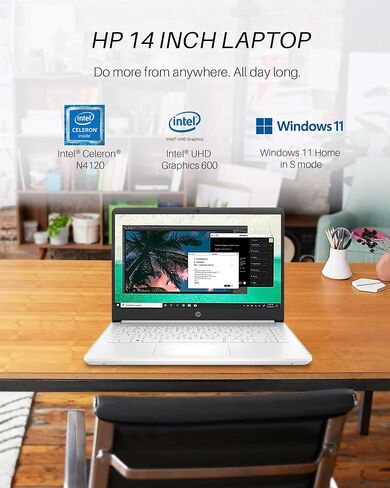 HP 2024 أحدث كمبيوتر محمول مقاس 14 بوصة للأعمال الطلابية، مع ترخيص مدى الحياة للمكتب ونظام التشغيل Windows 11 Pro، Intel ثنائي النواة N4120، ذاكرة الوصول العشوائي 16 جيجابايت، تخزين 384 جيجابايت (128 جيجابايت eMMC + 256 جيجابايت Micro SD)، خفيف للغاية، كا in Saudi Arabia