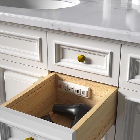 Drawer Outlet Kit with QC18W USB-A Fast Charging Station(2), AC(TR)(15Amp) Outlets(3), (14 AWG) Power Cable for Cabinets in Saudi Arabia