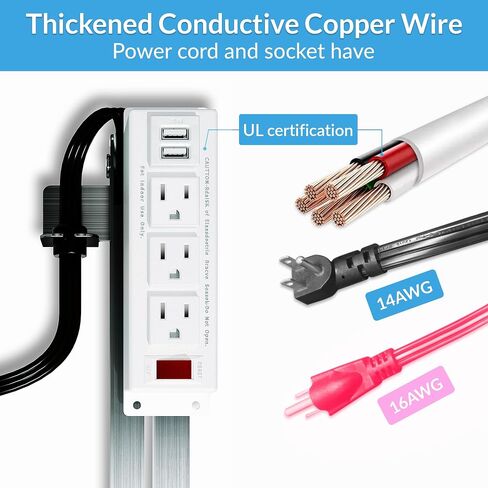 Drawer Outlet Kit with QC18W USB-A Fast Charging Station(2), AC(TR)(15Amp) Outlets(3), (14 AWG) Power Cable for Cabinets in Saudi Arabia