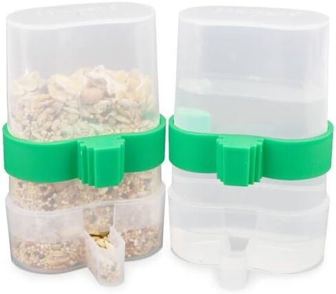 Hypeety Bird Feed Water Dispenser 2 PC Pet Feeder and Water Cup 200ml / 7.05 oz Clear Bird Cage Feeder for Finch Parakeet Small Bird (Color Random & Pack of 2) in Saudi Arabia