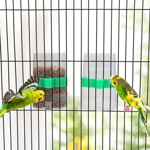 Hypeety Bird Feed Water Dispenser 2 PC Pet Feeder and Water Cup 200ml / 7.05 oz Clear Bird Cage Feeder for Finch Parakeet Small Bird (Color Random & Pack of 2) in Saudi Arabia