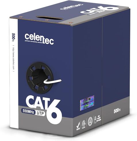 Cat6 Plenum Cable, 500ft, UTP(Unshielded Twisted Pair), 23AWG Solid Bare Copper, 550MHz, UL Listed &CMP Rated,Bulk Ethernet Cable-Blue in Saudi Arabia