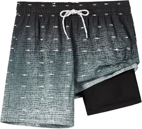 zeetoo Mens Swim Trunks with Compression Liner 5.5" Inseam Quick Dry Board Shorts Swim Shorts in Kuwait
