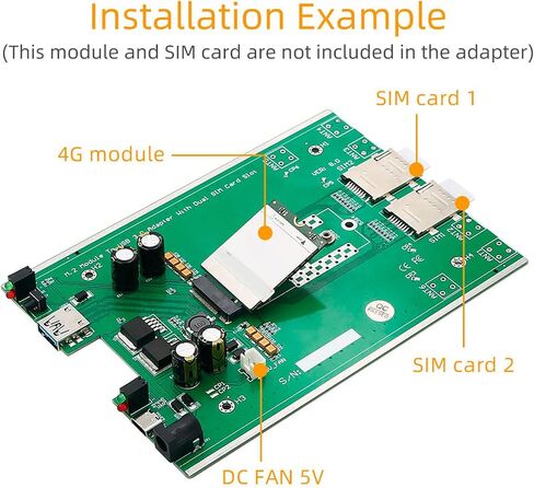 وحدة NGFF M.2 4G 5G إلى محول USB3.0، محول USB، مع مروحة تبريد، فتحة بطاقة SIM مزدوجة، مزود طاقة إضافي لهوائي عالي الكسب in Saudi Arabia